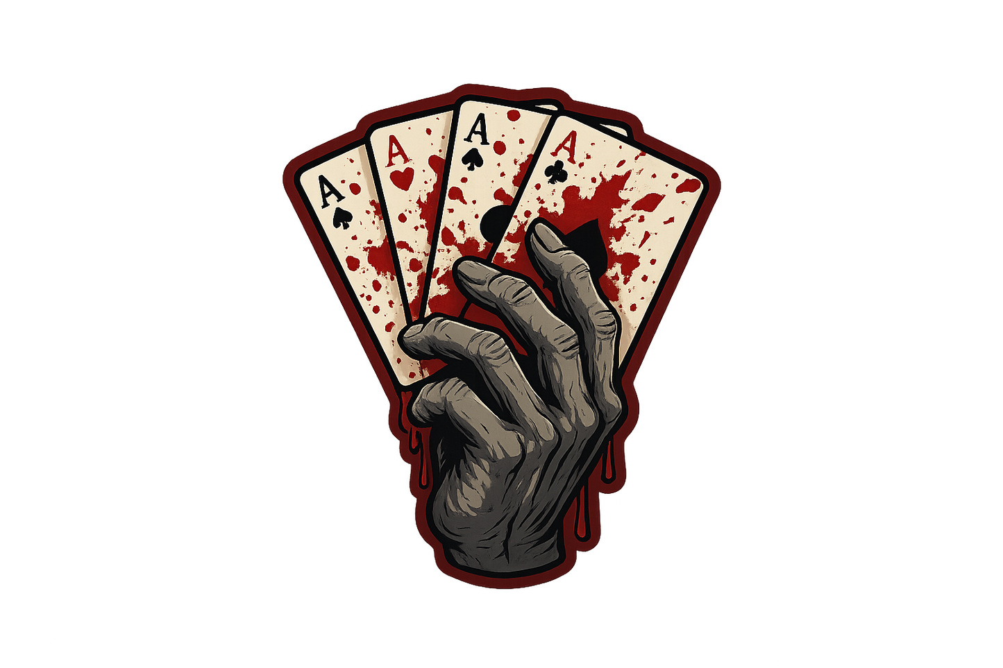 Bloody Killer Hand Playing Cards Sticker Decal Vinyl Laptop Car Window Bumper AUTO Water Bottle Helmets Waterproof