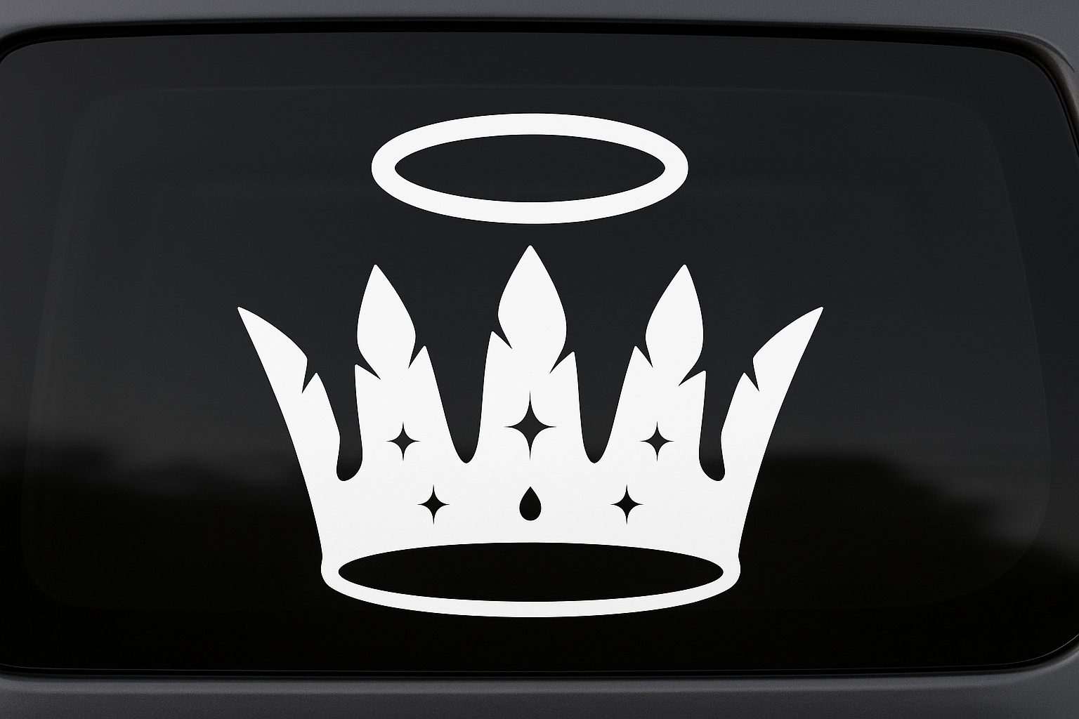 White Angel Halo Crown Sticker Decal Vinyl Laptop Car Window Bumper AUTO Water Bottle Helmets Waterproof