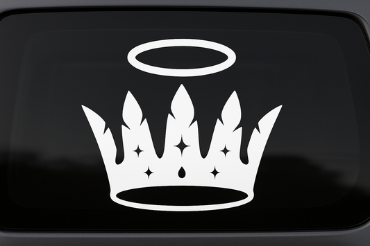 White Angel Halo Crown Sticker Decal Vinyl Laptop Car Window Bumper AUTO Water Bottle Helmets Waterproof