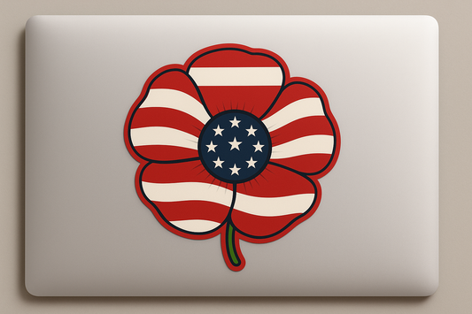 USA United States Sticker Decal Vinyl Laptop Car Window Bumper AUTO Water Bottle Helmets Waterproof Poppy Flower Flag