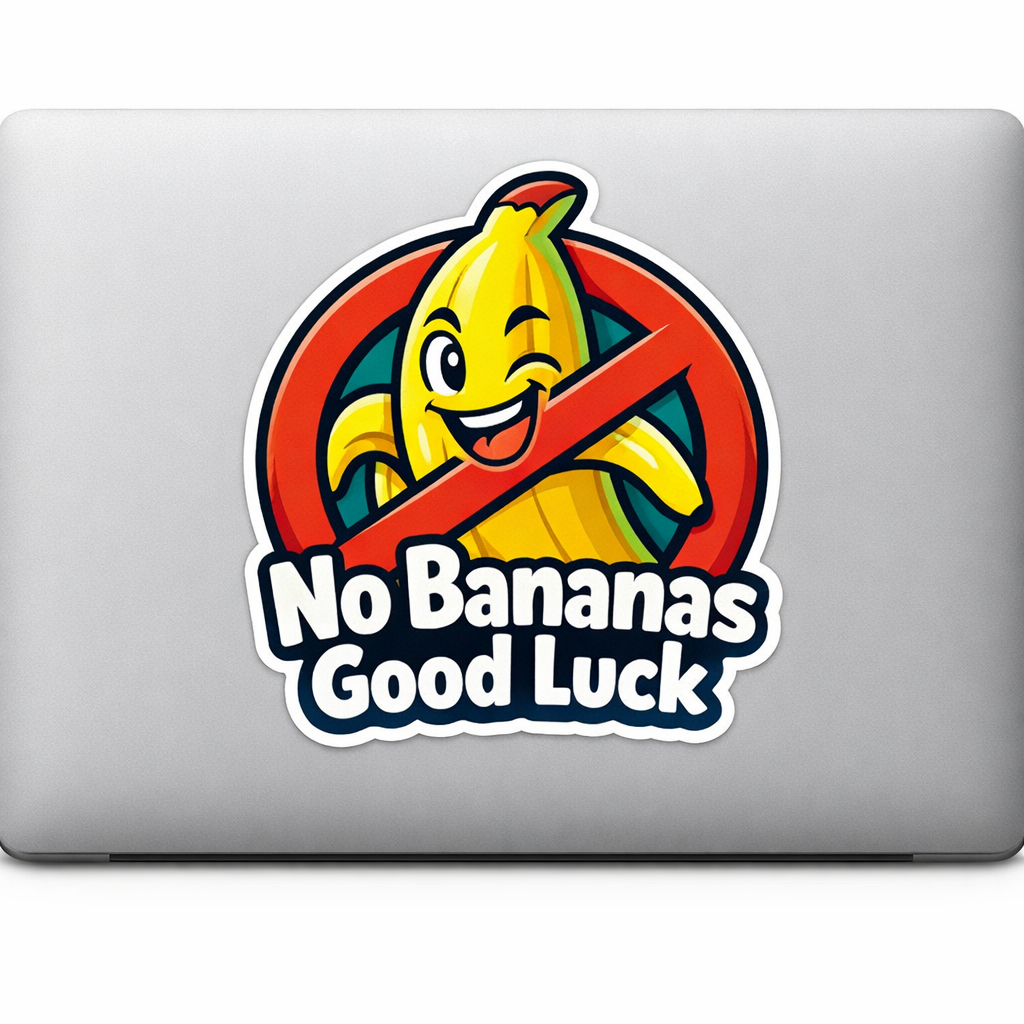 Banana Prohibition Sticker Decal Vinyl Laptop Car Window Bumper AUTO Water Bottle Helmets Waterproof Cartoon Art