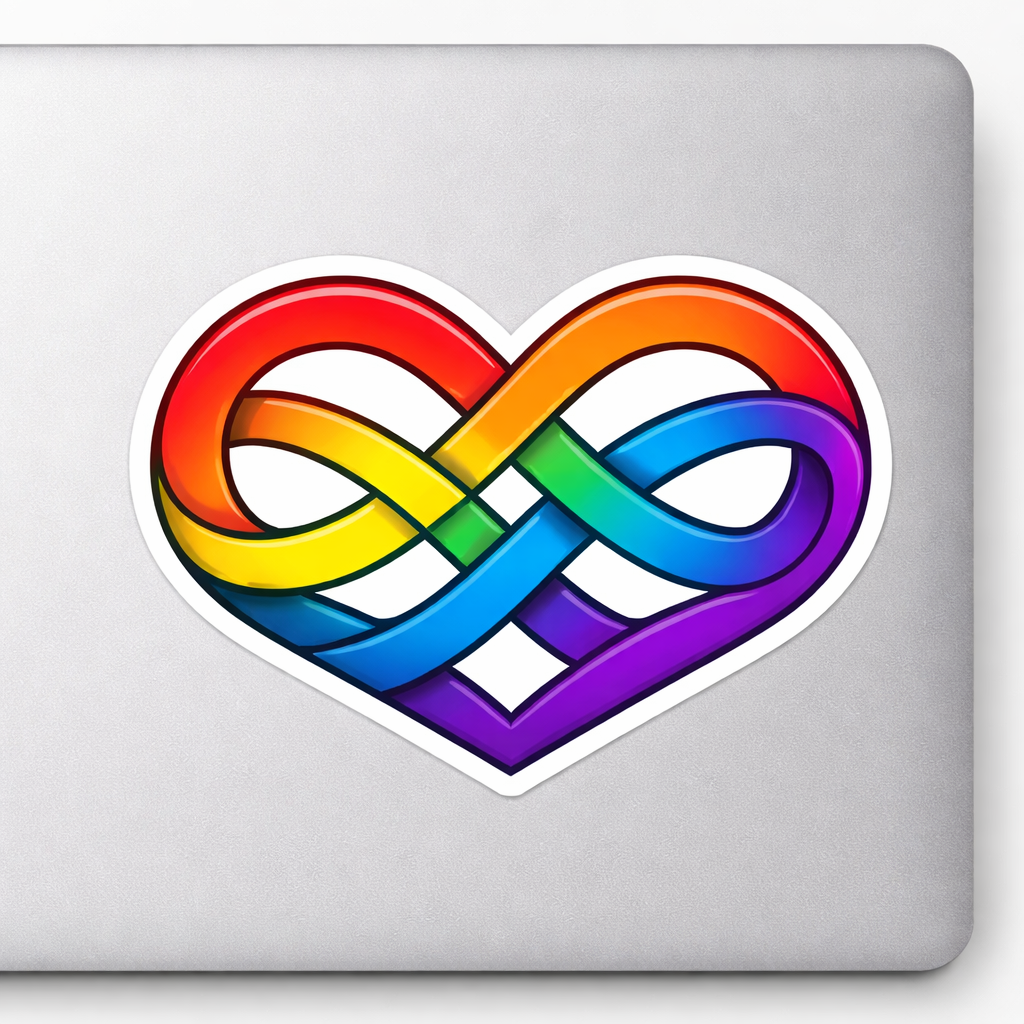 Bold Rainbow Infinity Heart Sticker Decal Vinyl Laptop Car Window Bumper AUTO Water Bottle Helmets Waterproof Pride