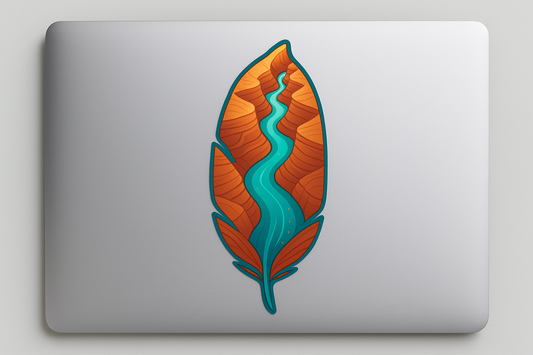 Sacred River Feather Canyon Sticker Decal Vinyl Laptop Car Window Bumper AUTO Water Bottle Helmets Waterproof USA