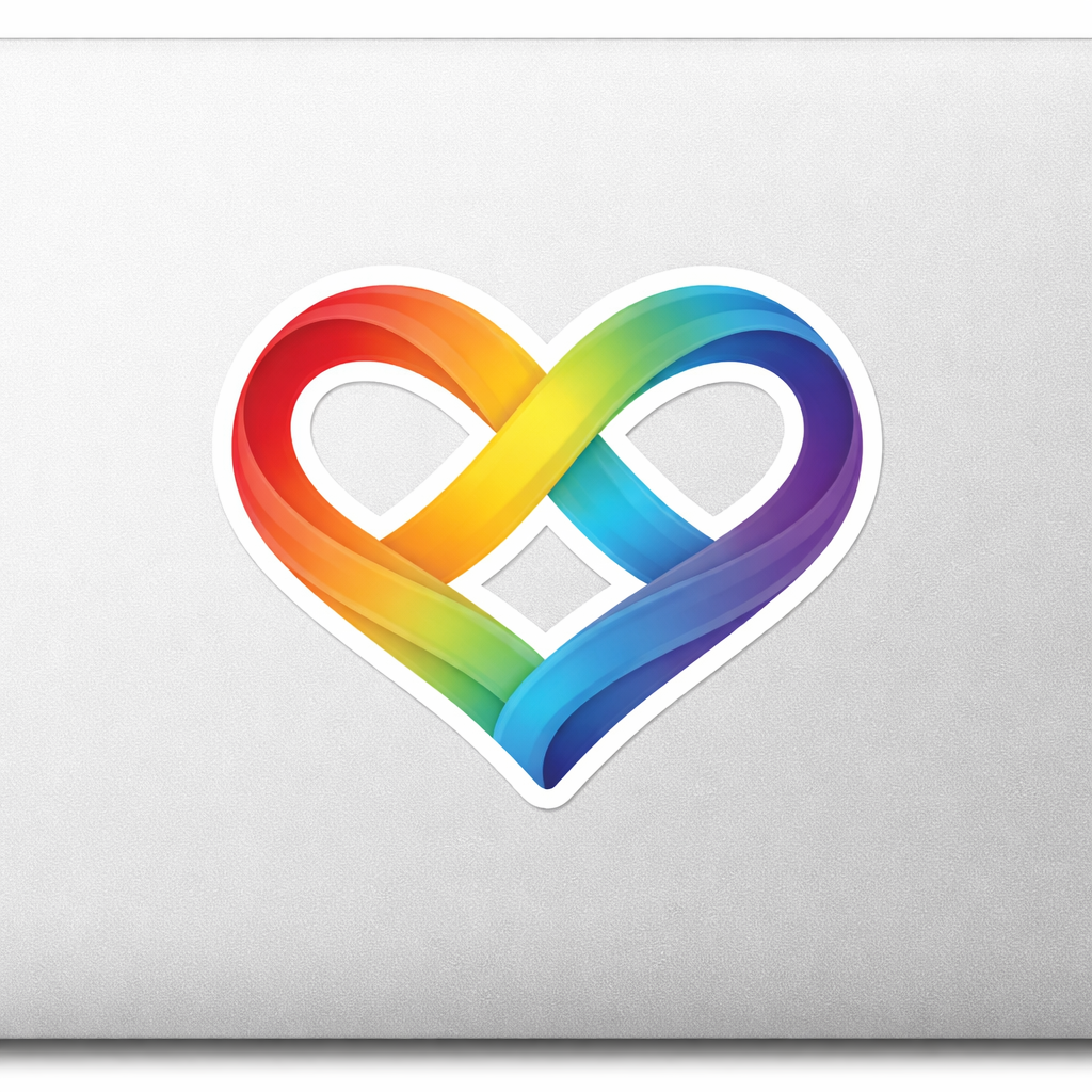 Abstract Heart Infinity Sticker Decal Vinyl Laptop Car Window Bumper AUTO Water Bottle Helmets Waterproof Rainbow