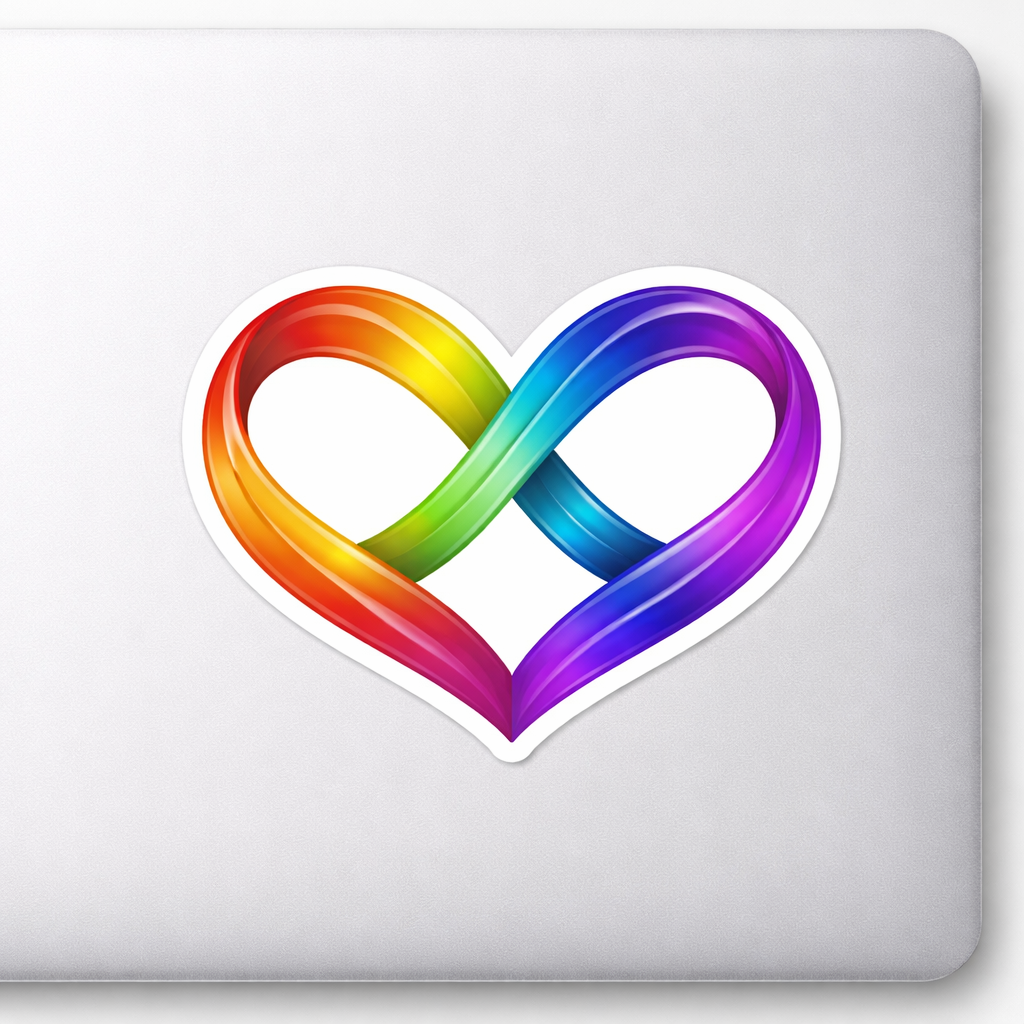 Rainbow Infinity Loop Heart Sticker Decal Vinyl Laptop Car Window Bumper AUTO Water Bottle Helmets Waterproof