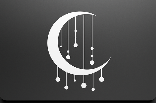 Silver Crescent Moon Hanging Lights Sticker Decal Vinyl Laptop Car Window Bumper AUTO Water Bottle Helmets Waterproof