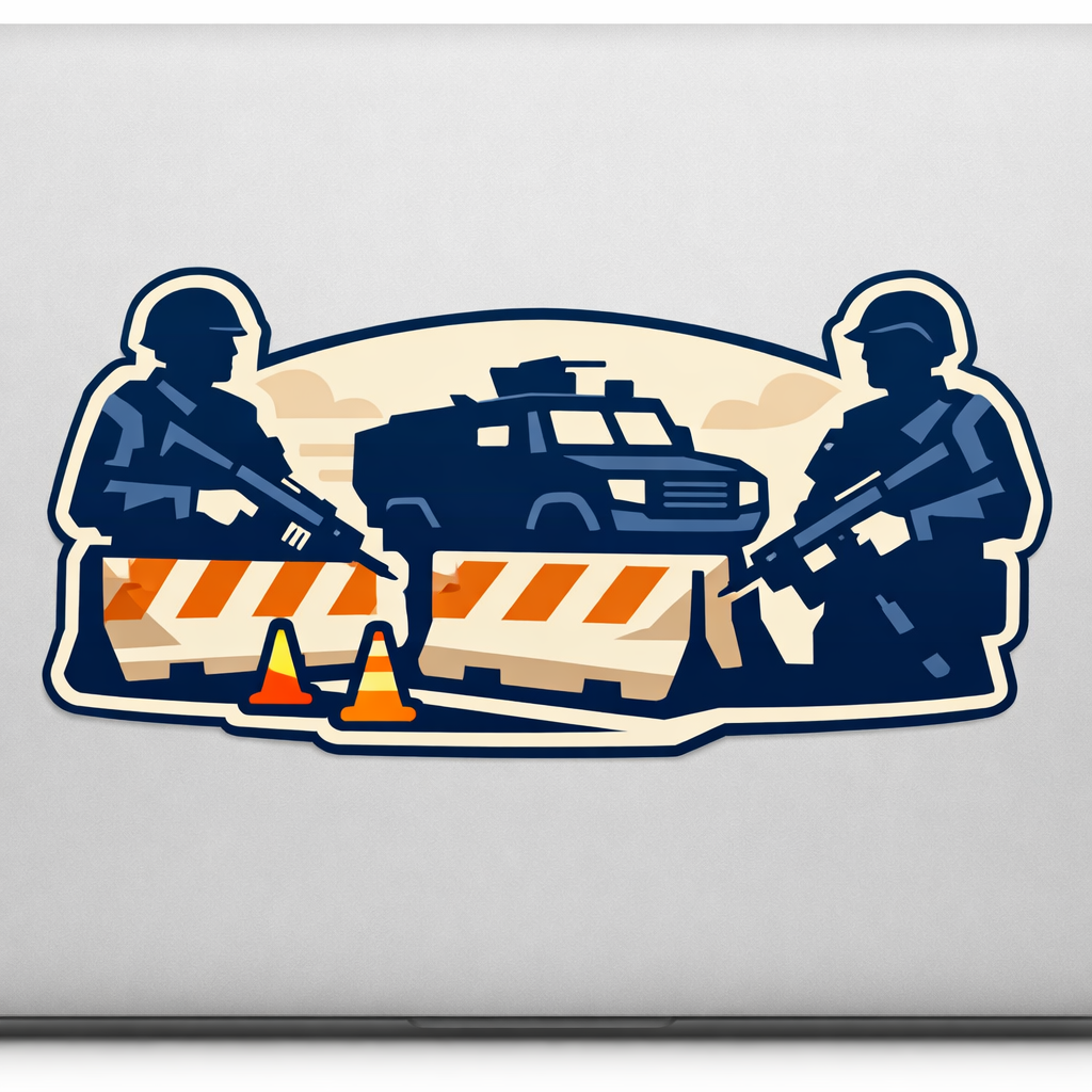 Checkpoint convoy soldier barrier Sticker Decal Vinyl Laptop Car Window Bumper AUTO Water Bottle Helmets Waterproof Military Vector