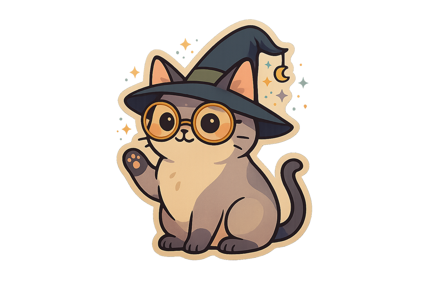 Witch Cat Sticker Decal Vinyl Laptop Car Window Bumper AUTO Water Bottle Helmets Waterproof Witchcraft Feline