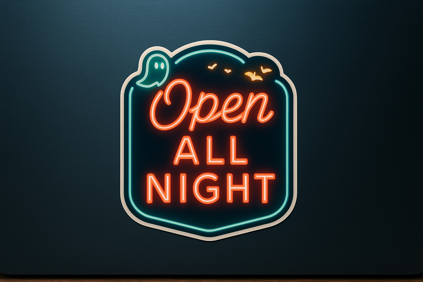 Haunted Diner Neon Sign Sticker Decal Vinyl Laptop Car Window Bumper AUTO Bottle Water Bottle Helmets Waterproof