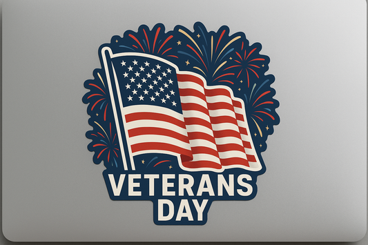 USA Veterans Day Sticker Decal Vinyl Laptop Car Window Bumper AUTO Water Bottle Helmets Waterproof Flag Fireworks