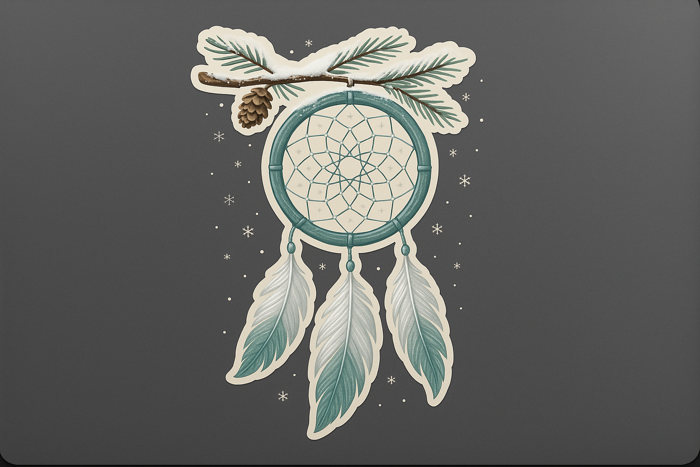 Dreamcatcher Pine Snowy Branch Sticker Decal Vinyl Laptop Car Window Bumper AUTO Water Bottle Helmets Waterproof