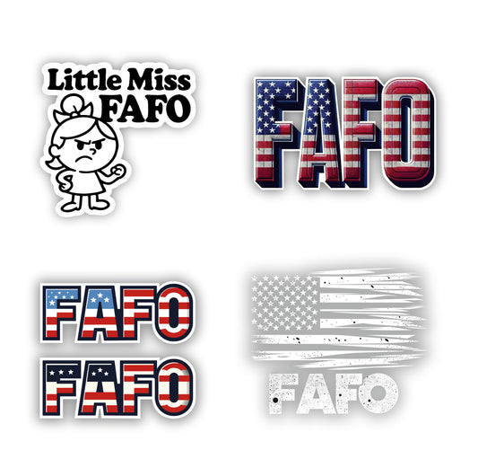 Set of 5 Stickers FAFO Fuck Around and Find Out Decal American Flag USA Waterproof Material Vinyl 4 in