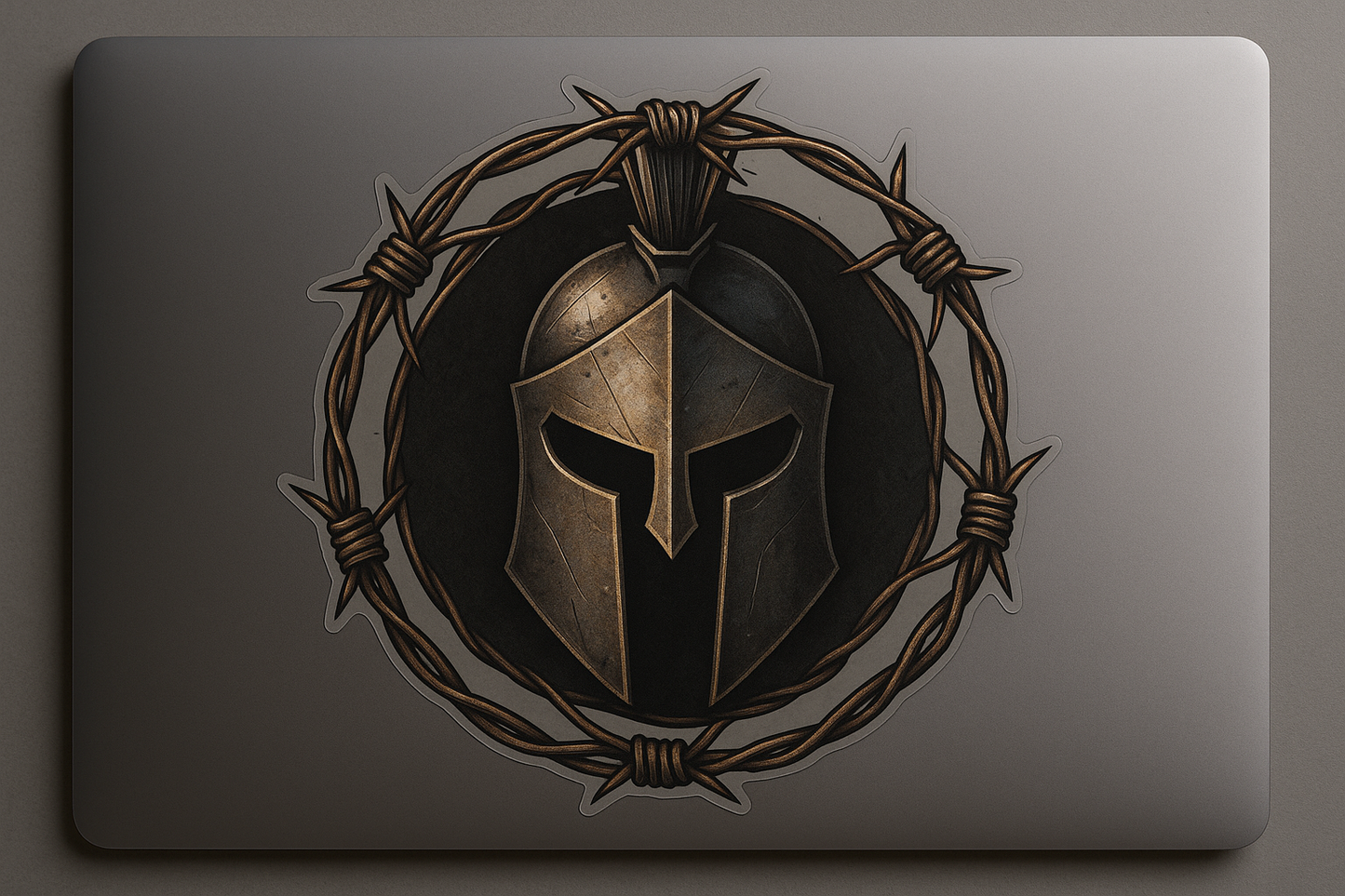 Spartan Helmet Sticker Decal Vinyl Laptop Car Window Bumper AUTO Water Bottle Helmets Waterproof Barbed Wire Frame
