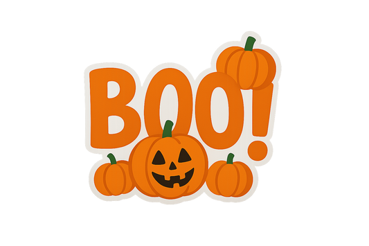 BOO Pumpkin Sticker Decal Vinyl Laptop Car Window Bumper AUTO Bottle Water Bottle Helmets Waterproof Halloween