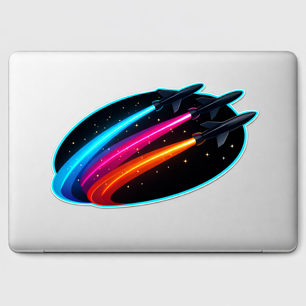 Jet Engines Glowing Trails Sticker Decal Vinyl Laptop Car Window Bumper Truck AUTO Bottle Water Bottle Helmets Waterproof Night Sky