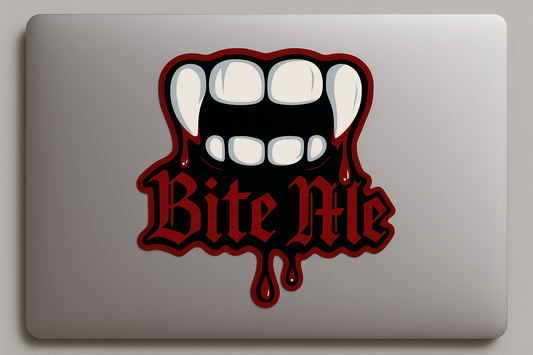 Vampire Teeth Bite Me Sticker Decal Vinyl Laptop Car Window Bumper AUTO Water Bottle Helmets Waterproof Horror Gothic