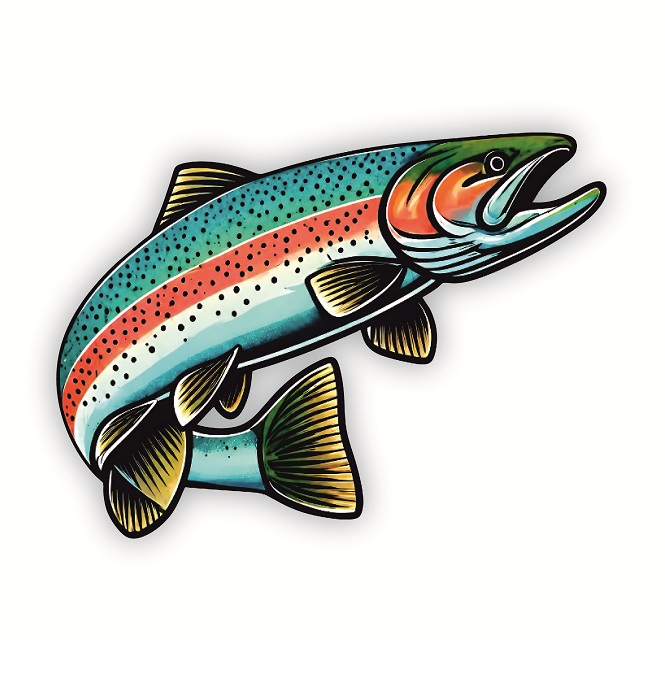 Green Trout Fishing Laptop Wall Car Window Bumper Sticker Decal Truck Waterproof Auto Water Bottle