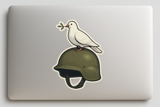 Military Helmet Peace Dove Sticker Decal Vinyl Laptop Car Window Bumper AUTO Water Bottle Helmets Waterproof