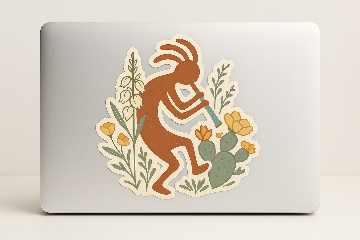 Kokopelli Sticker Decal Vinyl Laptop Car Window Bumper AUTO Water Bottle Helmets Waterproof Desert Flowers