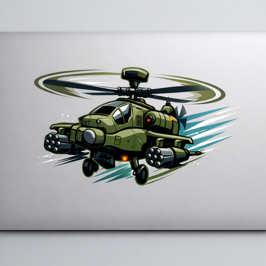 Helicopter Gunship Sticker Decal Vinyl Laptop Car Window Bumper AUTO Water Bottle Helmets Waterproof Aircraft