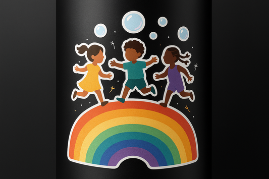 Kids Rainbow Hill USA Sticker Decal Vinyl Laptop Car Window Bumper AUTO Water Bottle Helmets Waterproof Fun Scene