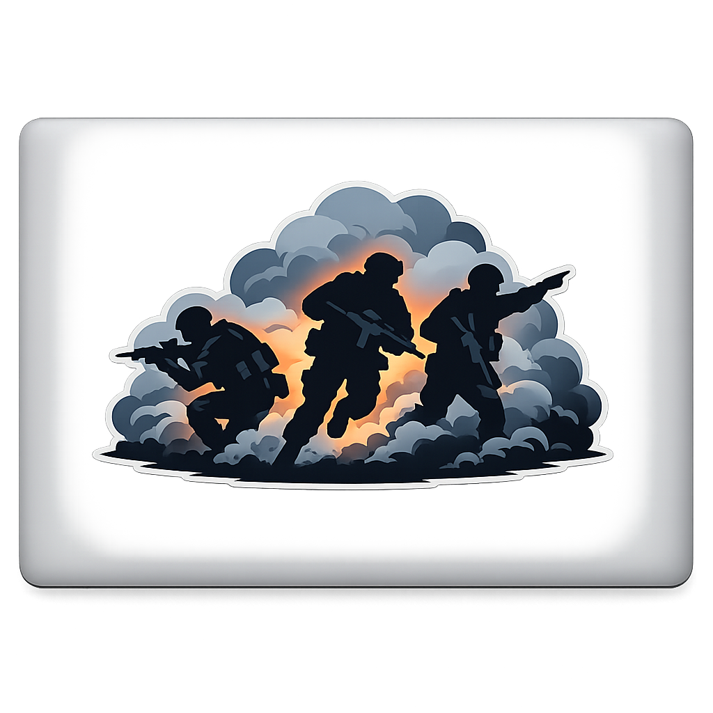 Soldiers Moving Through Smoke Sticker Decal Vinyl Laptop Car Window Bumper AUTO Water Bottle Helmets Waterproof