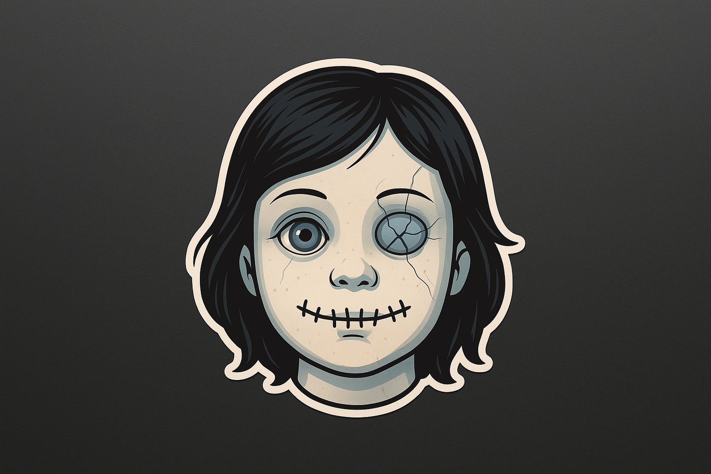 Scary Doll Sticker Decal Vinyl Laptop Car Window Bumper AUTO Water Bottle Helmets Waterproof Horror