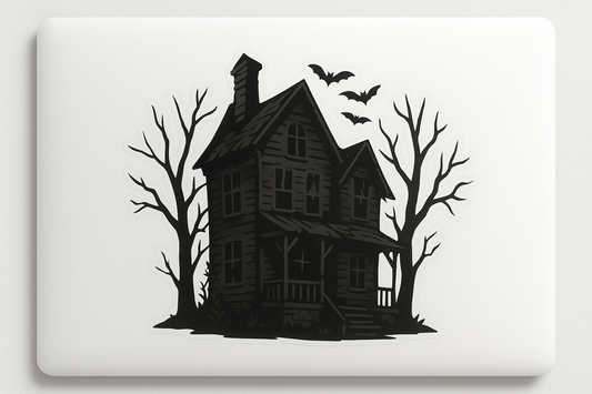 Haunted House Sticker Decal Vinyl Laptop Car Window Bumper AUTO Water Bottle Helmets Waterproof Eerie Shadows