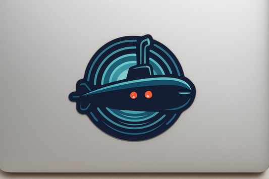 Submarine Underwater Profile Sonar Waves Sticker Decal Vinyl Laptop Car Window Bumper AUTO Water Bottle Helmets Waterproof