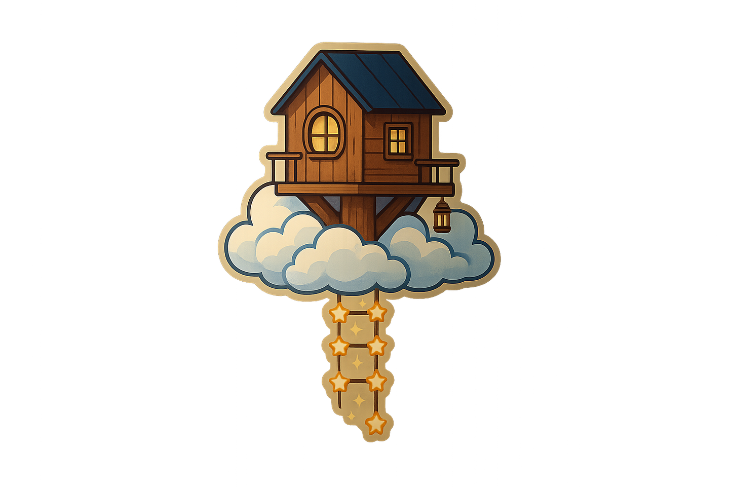 Treehouse Clouds Sticker Decal Vinyl Laptop Car Window Bumper AUTO Water Bottle Helmets Waterproof Stars Sky