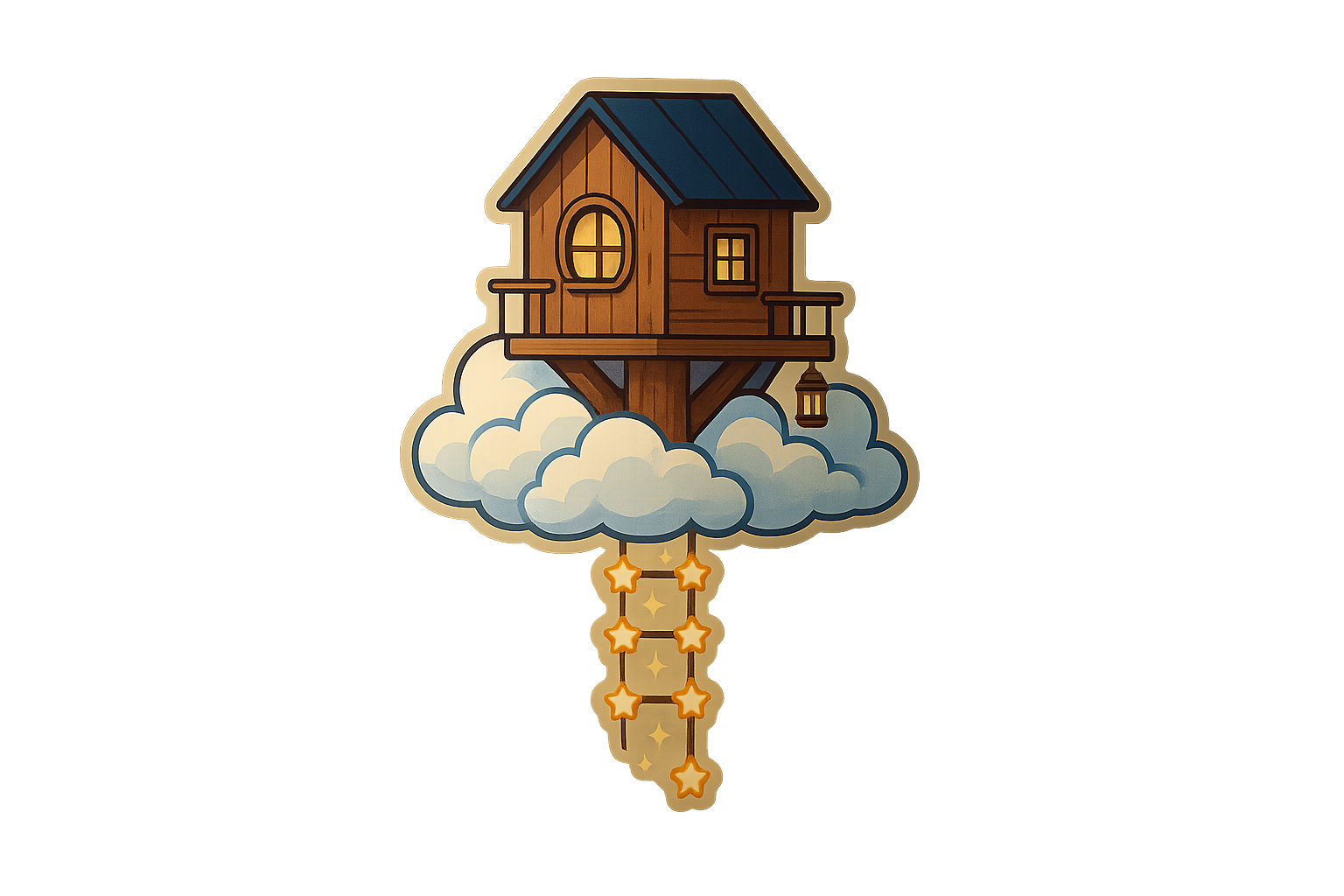 Treehouse Clouds Sticker Decal Vinyl Laptop Car Window Bumper AUTO Water Bottle Helmets Waterproof Stars Sky
