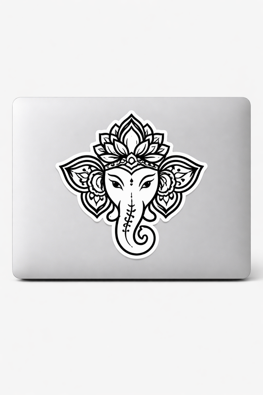 Ganesha Face Sticker Decal Vinyl Laptop Car Window Bumper AUTO Water Bottle Helmets Waterproof Sacred Design