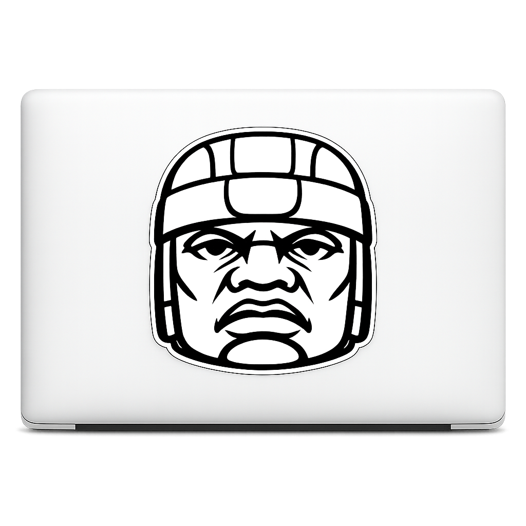Olmec Colossal Head Sticker Decal Vinyl Laptop Car Window Bumper AUTO Water Bottle Helmets Waterproof Black Line Art