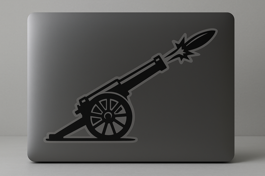 Military Artillery Cannon Sticker Decal Vinyl Laptop Car Window Bumper AUTO Water Bottle Helmets Waterproof Silhouette