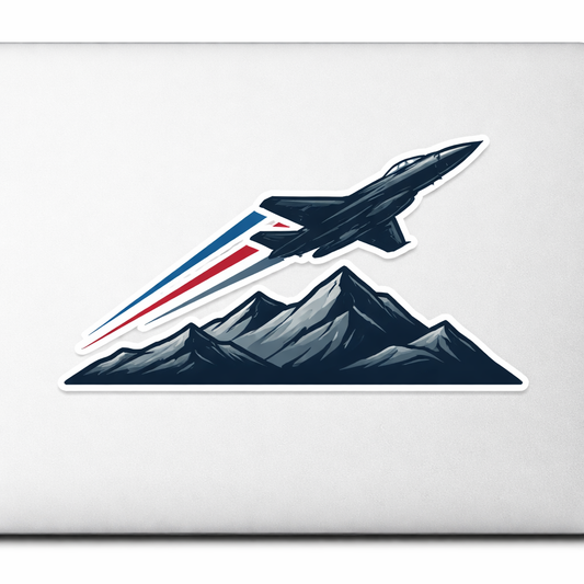 Military Jet Sticker Decal Vinyl Laptop Car Window Bumper AUTO Water Bottle Helmets Waterproof Racing Lines Mountains