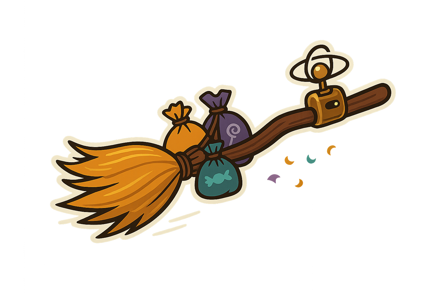 Halloween Witch's Broom Sticker Decal Vinyl Laptop Car Window Bumper AUTO Water Bottle Helmets Waterproof Magic