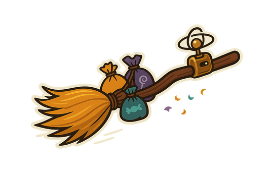 Halloween Witch's Broom Sticker Decal Vinyl Laptop Car Window Bumper AUTO Water Bottle Helmets Waterproof Magic