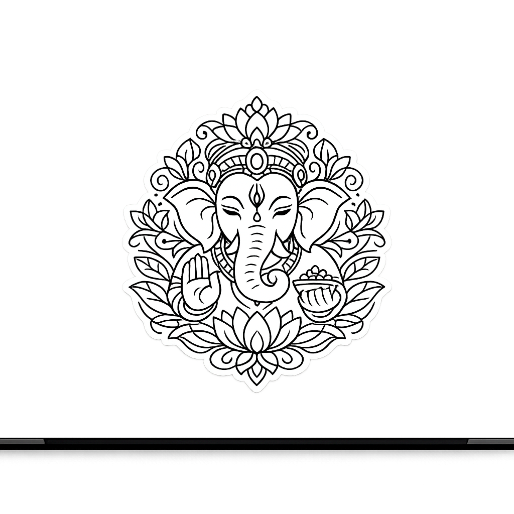 Ganesha Hindu Sticker Decal Vinyl Laptop Car Window Bumper AUTO Water Bottle Helmets Waterproof Sacred Floral