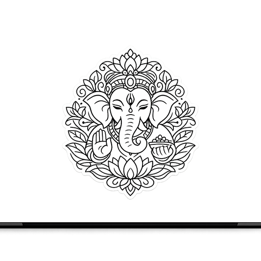 Ganesha Hindu Sticker Decal Vinyl Laptop Car Window Bumper AUTO Water Bottle Helmets Waterproof Sacred Floral
