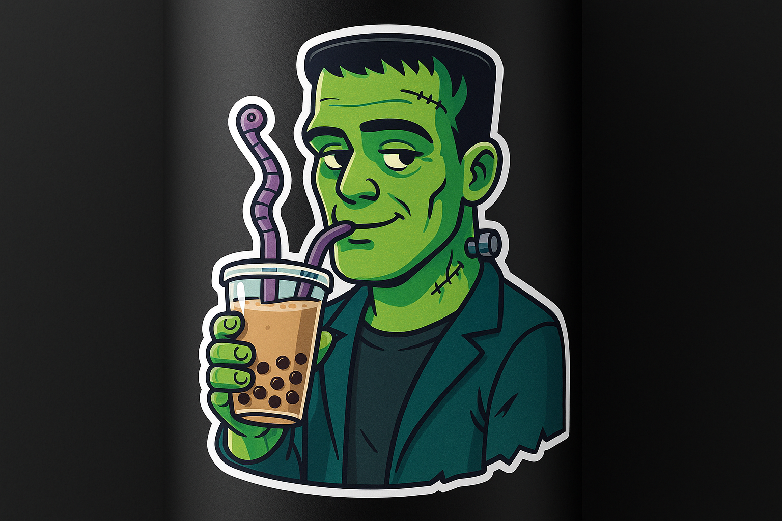 Frankenstein Sticker Decal Vinyl Laptop Car Window Bumper AUTO Water Bottle Helmets Waterproof Bubble Tea Creepy Straw