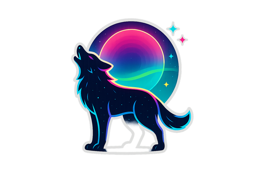 Wolf Howling Neon Moon Sticker Decal Vinyl Laptop Car Window Bumper AUTO Water Bottle Helmets Waterproof