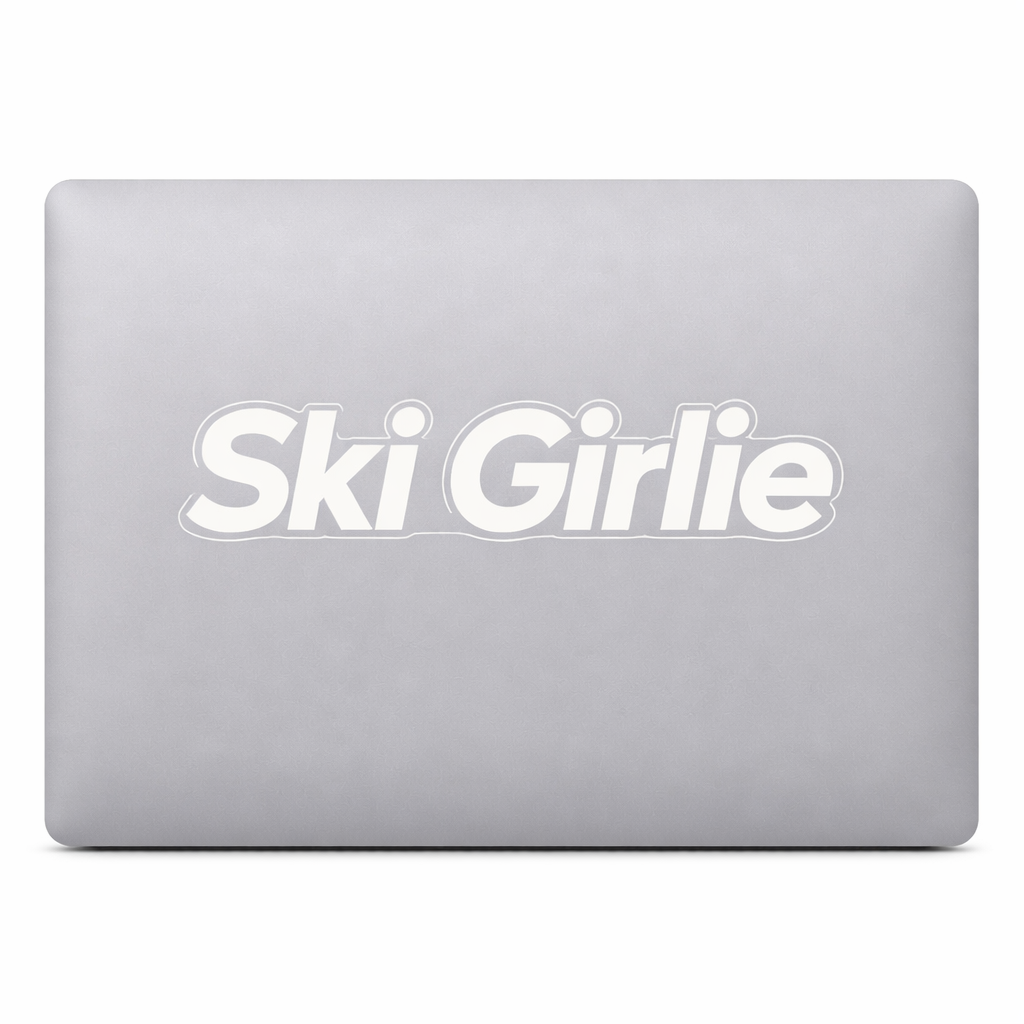 Ski Girlie Sticker Decal Vinyl Laptop Car Window Bumper AUTO Water Bottle Helmets Waterproof Solid White Letters