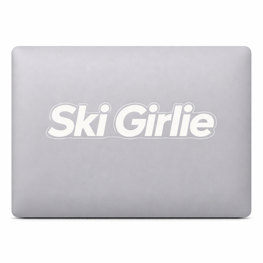 Ski Girlie Sticker Decal Vinyl Laptop Car Window Bumper AUTO Water Bottle Helmets Waterproof Solid White Letters