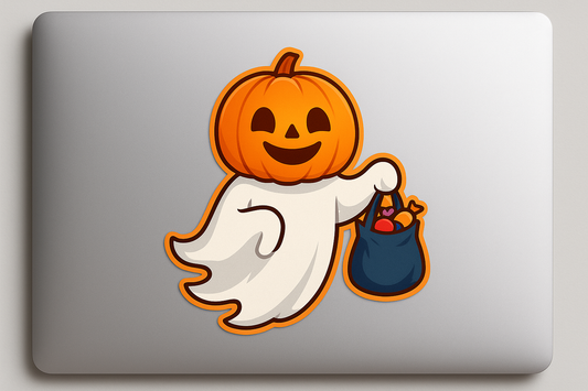 Pumpkin-Headed Ghost Sticker Decal Vinyl Laptop Car Window Bumper AUTO Water Bottle Helmets Waterproof Halloween