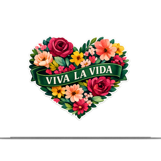 VIVA LA VIDA Sticker Decal Vinyl Laptop Car Window Bumper AUTO Water Bottle Helmets Waterproof Floral Heart