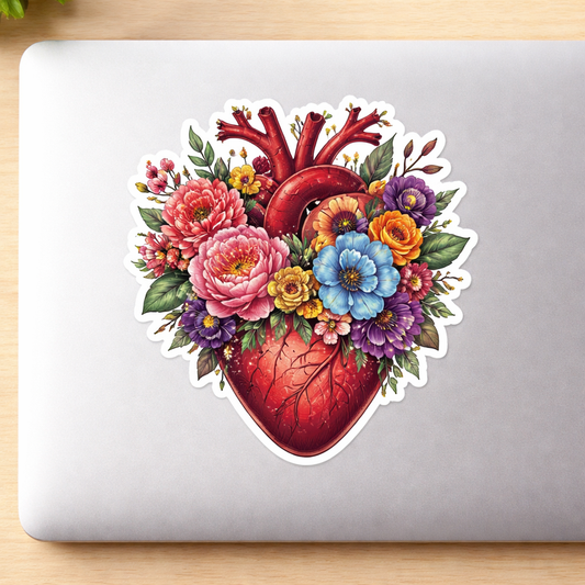 Anatomical Heart Sticker Decal Vinyl Laptop Car Window Bumper AUTO Water Bottle Helmets Waterproof Floral Art