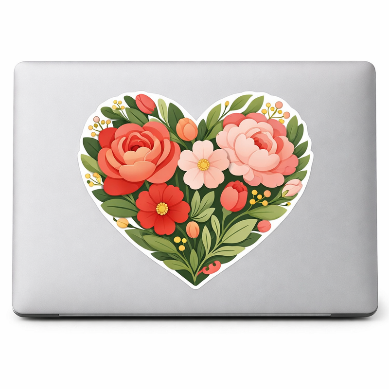 Heart Flower Sticker Decal Vinyl Laptop Car Window Bumper AUTO Water Bottle Helmets Waterproof Art