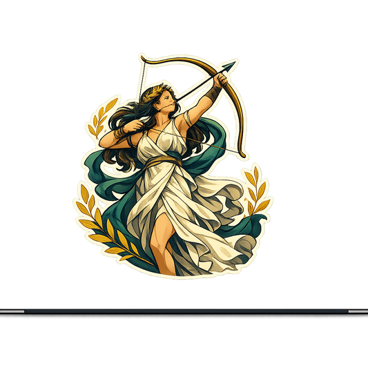 Ancient Goddess Archer Sticker Decal Vinyl Laptop Car Window Bumper AUTO Water Bottle Helmets Waterproof Mythological Art