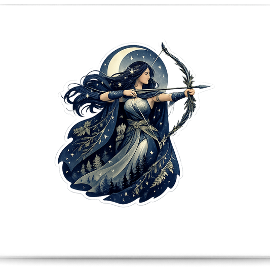 Moon Huntress Sticker Decal Vinyl Laptop Car Window Bumper AUTO Water Bottle Helmets Waterproof Mystical Goddess