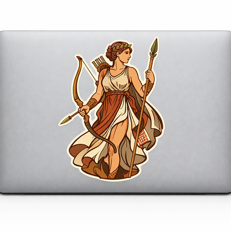 Greek Huntress Goddess Sticker Decal Athena Artemis Inspired Vinyl Laptop Car Window Bumper AUTO Water Bottle Helmets Truck Waterproof Classical Mythology